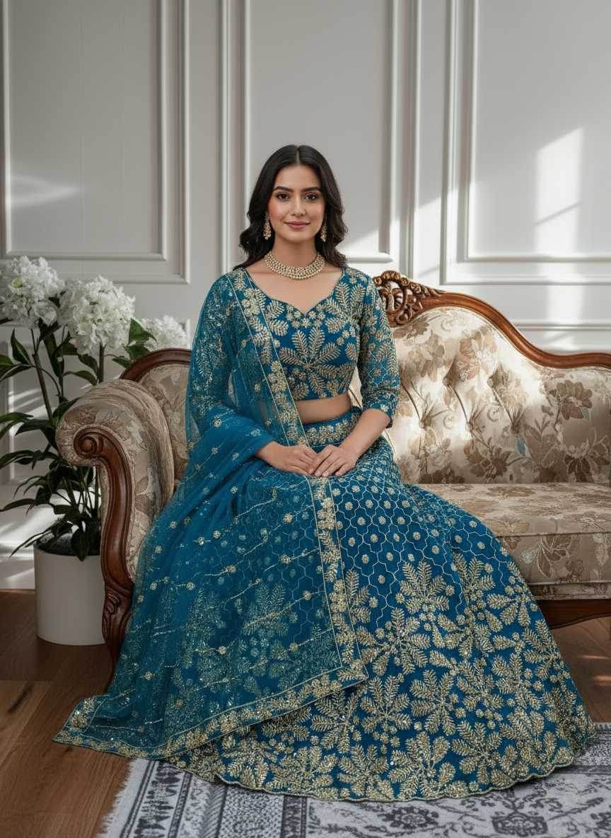 Butterfly Net Embroidered Lehenga - MYLUXURY LANE ENTERPRISE